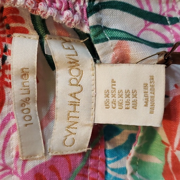 Cynthia Rowley 100% linen multicolored floral tank-style top - Picture 3 of 6